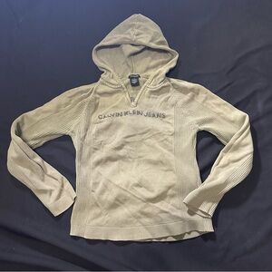 Calvin Klein Jeans Olive Hooded Knit Sweatshirt